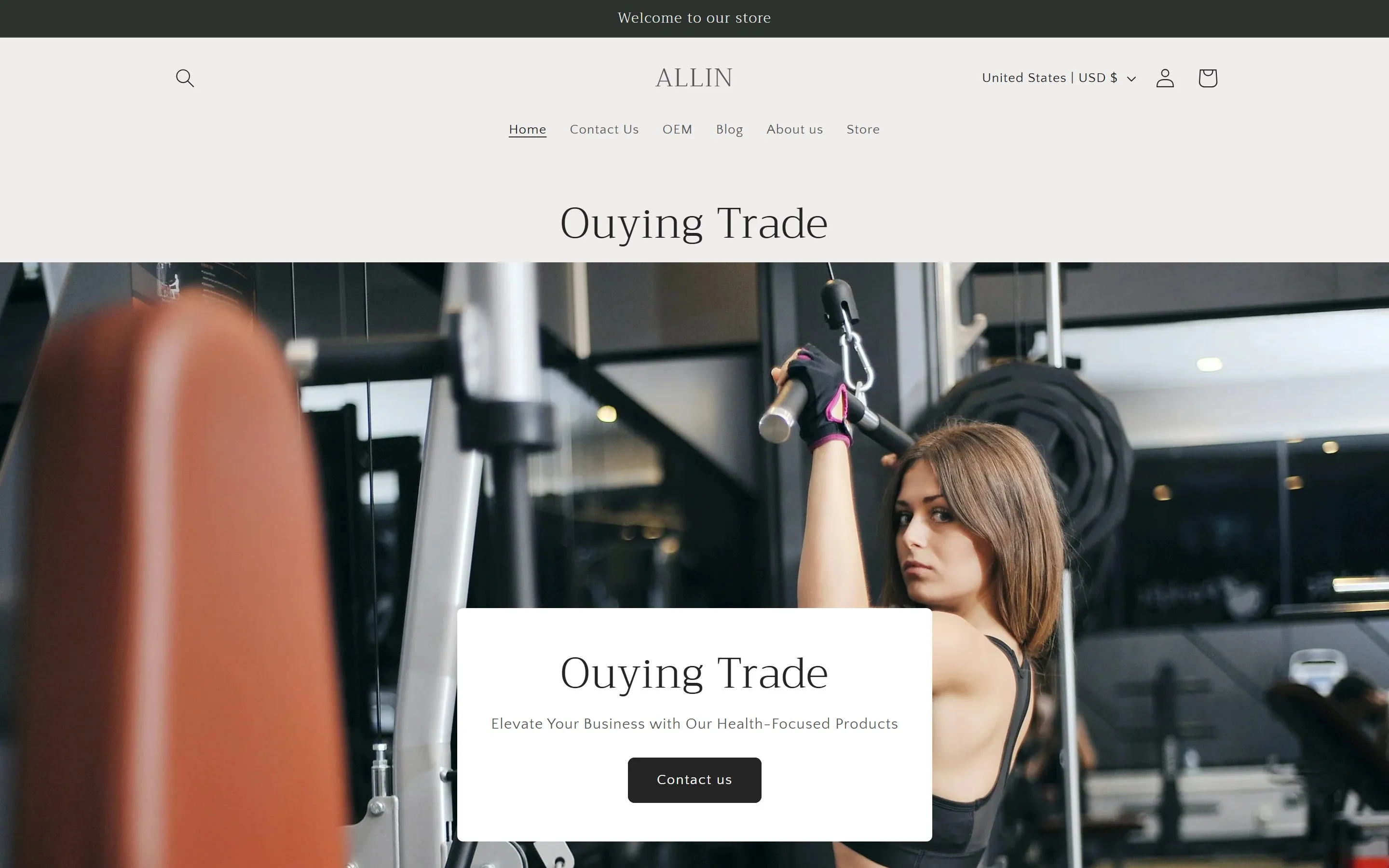 Allin store homepage
