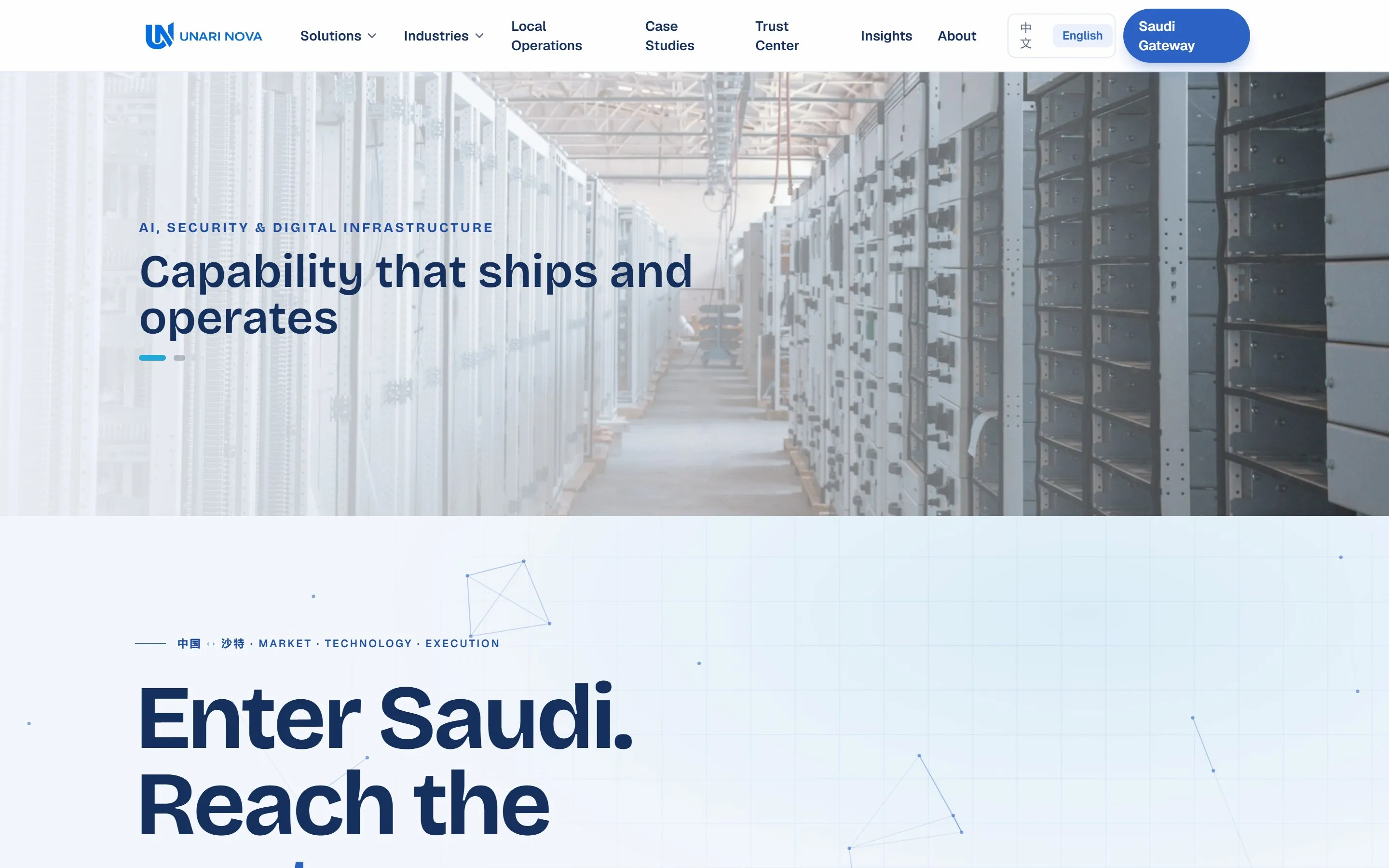Unari Nova company website homepage